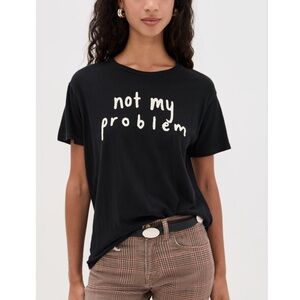 R13 Not My Problem Boy Black Graphic Logo Cashmere Cotton Tee size large $325